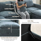 105" Cloud Modular 4 Seater Sofa with 2 Storage Ottoman, Modern Upholstered Sofa Storage Sofa Couch Deep Seat, U Shape Sectional Sofa Chenille Comfy Couch with Armrests for Living Room, Blue