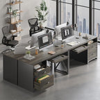 Bestier Office Desk with Drawers, 55 inch Industrial Computer Desk with Storage, Wood Teacher Desk with Keyboard Tray & File Drawer for Home Office, Dark Gray Oak
