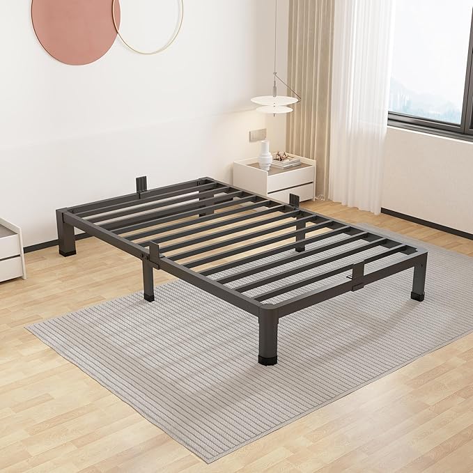 ROIL 7 inch Twin Bed Frames with Round Corner Legs Mattress Retainers 3500LBS Heavy Duty Steel Slats No Box Spring Needed Platform Noise-Free Easy Assembly