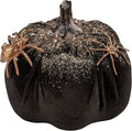 Primitives by Kathy Sesonal Home Decor Accessory Black and Gold Glitter and Jewels Spider Pumpkin, 5.25' Diameter x 6.25', Halloween Decorative Pumpkin