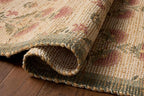 Loloi Chris Loves Julia Rue Collection RUE-01 Sage/Blush 7'-6" x 9'-6" Area Rug Jute Neutral Floral Living Room Bedroom Rug