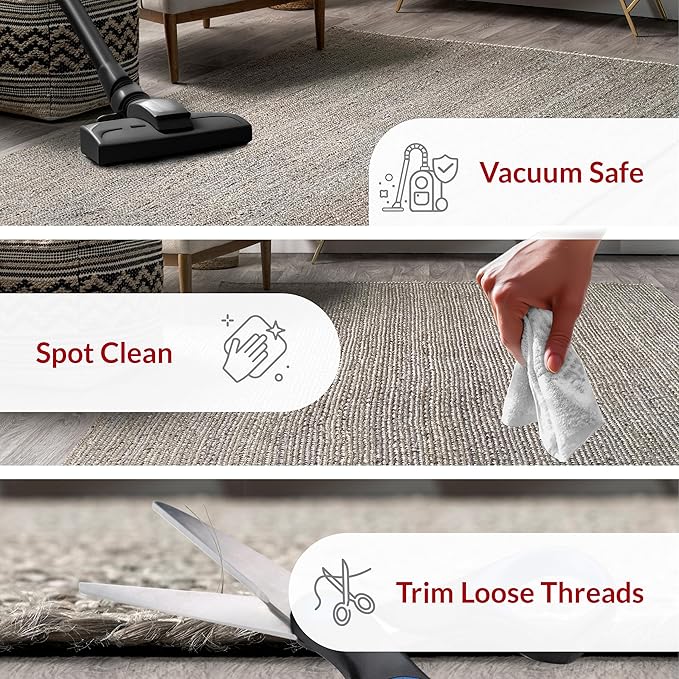 nuLOOM 5x8 Rigo Jute Hand Woven Area Rug, Grey, Solid Farmhouse Design, Natural Fiber, For Bedroom, Living Room, Dining Room, Hallway, Office, Kitchen, Entryway
