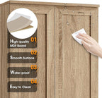 Tall Storage Cabinet, Bathroom Floor Freestanding Storage Cabinet with 2 Doors, 5 Shelves, and Adjustable Shelves for Bathroom, Office, Living Room, Brown