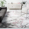 SAFAVIEH Craft Collection Area Rug - 8' Square, Grey & Wine, Modern Abstract Design, Non-Shedding & Easy Care, Ideal for High Traffic Areas in Living Room, Bedroom (CFT877S)