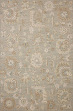 Loloi Chris Loves Julia Dorothea Collection DRT-01 Stone/Multi 9'-3" x 13' Area Rug Wool Neutral Floral Living Room Bedroom Carpet
