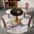 Sintered Stone Office Table and Chair Set - 33.5" Round Table for Small Offices (Light Brown Leg and Black Top, 1 Table and 4 Chairs)
