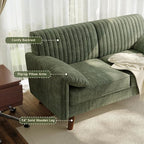 ONBRILL 64.5" Loveseat Sofa, Chenille Loveseat Couch for Living Room, 23.2" Deep Seat Love Seat with Padded Arms, Comfy Modern Small Couches for Bedroom, Small Spaces, Dorms, Office, Green