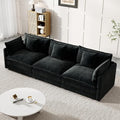 Modular Sectional Sofa, 111.5 Inch I-Shaped Cloud Sofa with Deep Seat Chenille Sofa with Cushions, Three-Self Sectional Sofa for Living Room Apartment,Black