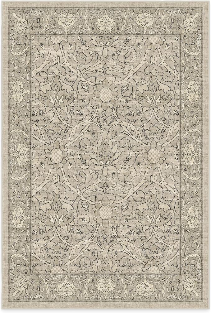 RUGGABLE x Morris & Co Washable Area Rug – Montreal Natural Stone 6x9, Stain-Resistant, Non-Slip – Medium Machine Washable Rugs for Living Room, Bedroom, Hallway, Entryway & Office–with Cushioned Pad
