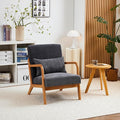 Accent Chairs, Mid-Century Modern Chair with Pillow, Armchair with Solid Wood, Reading Relaxing Leisure Chair for Living Room（Dark Grey）