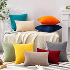 GAWAMAY Decorative Square Throw Pillow Covers 18"x18" Inch Set of 2, Super Soft Chenille Pillows Farmhouse Fall Pillowcase for Living Room Bedroom Sofa Couch Cushion Cover Mustard Yellow 45x45cm