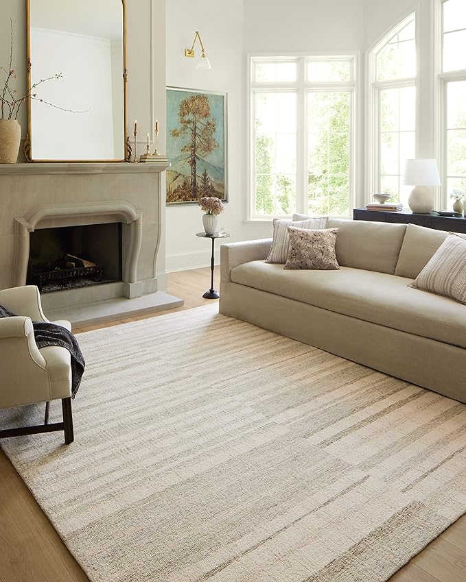 Loloi Chris Loves Julia Chris Collection CHR-02 Natural/Sage 7'-9" x 7'-9" Square, .50" Pile Height, Area Rug