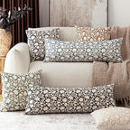 Foindtower Set of 2 Decorative Floral Long Body Lumbar Throw Pillow Covers Accent Farmhouse Cushion Cover Neutral Pillowcase for Couch Sofa Bedroom Living Room Home Decor,14×36 Inch,Sage Green