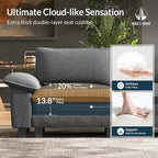 HERA'S HOUSE 158" Modular Sectional Sofa, Oversized U Shaped Couches for Living Room, Comfy Cloud Couch with Ottoman, 6-Seater Deep Seat Sofa with Throw Pillow, Corduroy Grey