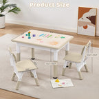 Adjustable Kids Table Chairs Set – Graffiti Desktop, Multi-Activity Height-Adjustable Toddler Study Desk for Ages 3-8 – Ideal for Home, Classroom, Daycare (W-Wood, 2 Chairs-31.5" L x 23.6" W)