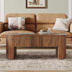 Tribesigns 47-Inch Oval Lift Top Coffee Table with Storage Shelf for Living Room, Rustic Lift Up Tabletop Mid Century Center Tables with Hidden Compartment, Rustic Brown