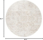 SAFAVIEH Evoke Collection 6'7" Round Ivory / Taupe EVK256E Oriental Distressed Non-Shedding Dining Room Entryway Foyer Living Room Bedroom Area Rug