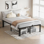 20 Inch Queen Bed Frame, 3500Lbs Heavy Duty Metal Platform with Round Corner Legs Mattress Slide Stopper, Steel Slat Support No Box Spring Needed, Noise Free, Non-Slip, Easy Assembly