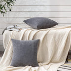 GAWAMAY Decorative Square Throw Pillow Covers 22"x22" Inch Set of 2, Super Soft Chenille Pillows Farmhouse Fall Pillowcase for Living Room Bedroom Sofa Couch Cushion Cover Grey 55x55cm (No Insert)