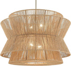 KICHLER Ophira 4-Light Pendant, Global Boho Light with Jute Shade in Champagne Bronze, Sloped Ceiling Compatible, for Living or Dining Room (24.75" x 36"), 52736CPZ