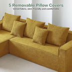 Boneless Couch for Living Room, 101" Modular Sectional Sofa Couches, L-Shape Sofa with Deep Seat, Comfy Cloud Sofa Velvet Fabric, No Assembly Required