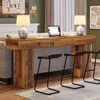 Tribesigns 63-Inch Long Console Table, Farmhouse Wooden Sofa Table Behind The Couch, Narrow Entryway Table for Entrance, Hallway, Living Room (Mix Brown)