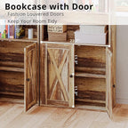 IRONCK Industrial Bookshelves and Bookcases with Doors 11.8 in Depth Floor Standing 5 Shelf Display Storage Shelves Bookcase Home Decor Furniture for Home, Office, Living Room, Bedroom