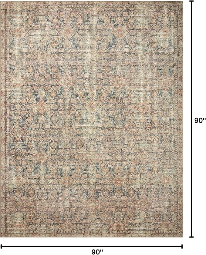 Loloi Angela Rose Aubrey Collection AUB-01 Navy/Multi 7'-6" x 7'-6", .19" Pile Height, Round Area Rug