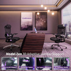 Ergonomic Office Chair, Mesh Home Office Desk Chair with Adjustable Lumbar Support, Big and Tall Gaming Chair with 4D Headrest, 5D Armrest,90-130°Tilt, BIFMA Certified, Model Zen (Purple)