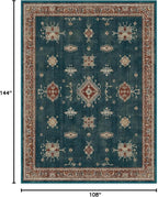 RUGGABLE Washable Vintage Area Rug – Verena Teal Blue 9x12, Stain-Resistant, Non-Slip – Large Machine Washable Rugs for Living Room, Bedroom, Hallway, Entryway & Office–with Standard Pad