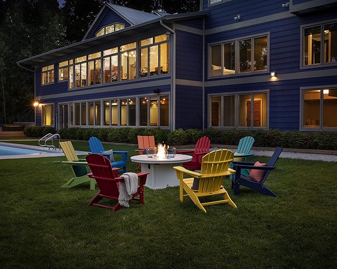 POLYWOOD AD420WH Modern Adirondack Chair, White, Durable High Density Polyethylene Construction, Easy Assembly, Waterproof, Comfortable Contoured Seat