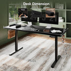 Monomi Electric Height Adjustable Standing Desk, 55x24 Inches, Ergonomic Home Office Sit/Stand Up Desk with Two-Piece Desktop (Black Steel Frame/Black Top)