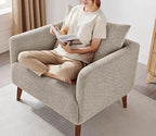 Oversized Accent Chair Modern Boucle Armchair for Living Room- 37" Wide Accent Chair with Solid Wood Legs, Camel Upholstered Lounge Chair for Bedroom & Office, Cozy Reading Chair (Easy Assembly)