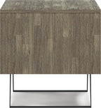 SIMPLIHOME Lowry SOLID ACACIA WOOD and Metal 22 Inch Wide Square Modern Industrial End Side Table in Distressed Grey, For the Living Room and Bedroom
