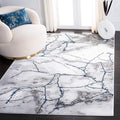 SAFAVIEH Craft Collection Area Rug - 5'3" Square, Ivory Grey & Blue, Modern Abstract Design, Non-Shedding & Easy Care, Ideal for High Traffic Areas in Living Room, Bedroom (CFT877M)