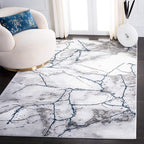 SAFAVIEH Craft Collection Accent Rug - 2'7" x 5', Ivory Grey & Blue, Modern Abstract Design, Non-Shedding & Easy Care, Ideal for High Traffic Areas in Entryway, Living Room, Bedroom (CFT877M)