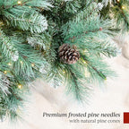 Best Choice Products Full Scotch Pine Christmas Tree, 6ft Pre-Lit Frosted Holiday Decor w/ 1,200 Twinkling Micro LED Lights, 2-in-1 White & Multicolor