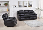 Betsy Furniture Black Bonded Leather Recliner Set, Sofa, Loveseat, Chair 8018