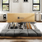 Queen Size Platform Bed Frame with Modern Upholstered Headboard, Wooden Slats Support, Noise Free, No Box Spring Needed, Easy Assembly, Dark Grey, Linen