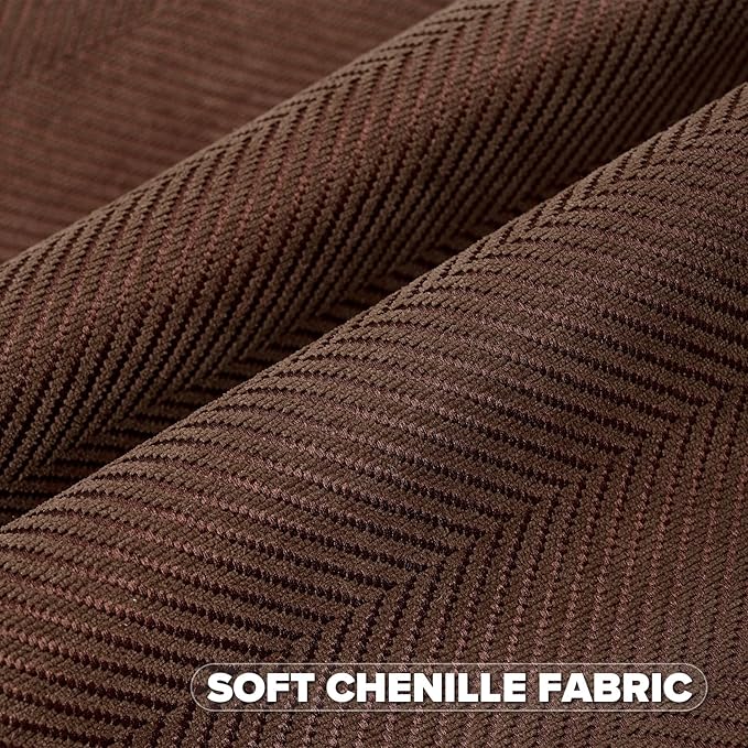 FUTEI Dark Brown Chenille Throw Pillow Covers 18x18 Inch Set of 2,Soft Wide Chevron Textured Cushion Case,Farmhouse Home Decor for Couch Bed Living Room