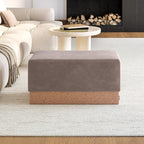 Seville Classics Cushioned Fabric Ottoman Hidden Storage Chest Footrest Chair, Padded Seat for Bedroom, Dorm, Loft, Living Room, Entryway, Hallway, Cork/Taupe, 30" Bench