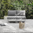 Sundale Outdoor 2 Pieces Patio Furniture Set, Metal Outdoor Sectional Sofa with 6 Inch Olefin Cushion, All-Weather Modern Outdoor Conversation Sets