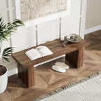 LITTLE TREE 47-Inch Wooden Entryway Bench, Farmhouse Dining Bench with Sturdy Frame for Dining Room, Bedroom, Living Room Hallway Kitchen, Easy Assembly (Mahogany)