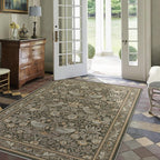 RUGGABLE x Morris & Co Machine Washable Area Rug – Strawberry Thief Stone Gold 6x9, Stain-Resistant, Non-Slip – Medium Rugs for Living Room, Bedroom, Hallway, Entryway & Office–with Cushioned Pad