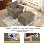 35.82" Accent Chair with Ottoman Upholstered Living Room Chairs for Reading Chair with Chaise Lounge Chairs Indoor, Comfortable Armchair for Bedroom (Brown, 35.82")