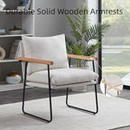 Accent Chair for Living Room,Arm Chair for Bedroom,with Wooden Arms, Wide Large Plus Size Cushion,Metal Frame,Reading Bedroom Chair Armchair for Home/Office/Cafe/Apartment/Waiting Room,White