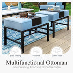 Sophia & William Patio Furniture Sets 5 Seats Outdoor Metal Conversation Sets 5 Pcs with 2 x Cushioned Swivel Sofa Chairs,1 x 3-Seat Sofa,2 x Ottomans for Coffee Lawn Backyard Poolside Blue