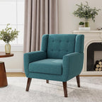 Accent Chair, Modern Fabric Armchair for Living Room, Comfy Upholstered Arm Chair Tufted for Indoor Bedroom Office Room (Light Blue)