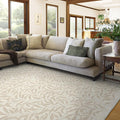 RUGGABLE x Morris & Co Washable Area Rug– Pure Willow Boughs Natural 9x12, Stain-Resistant, Non-Slip–Large Machine Washable Rugs for Living Room, Bedroom, Hallway, Entryway & Office–with Standard Pad