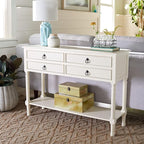 Safavieh Home Collection Haines White 4-Drawer Bottom Shelf Console Table